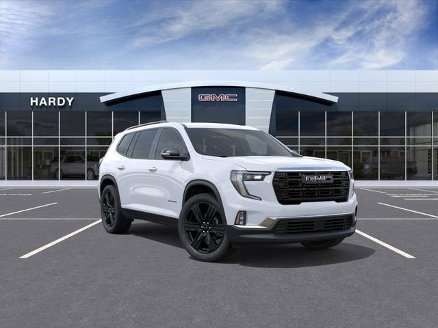 2026 GMC Acadia Elevation in Glacier White Tricoat — front three-quarter view