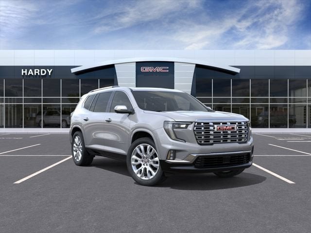 2026 GMC Acadia Denali in Sterling Metallic — front three-quarter view