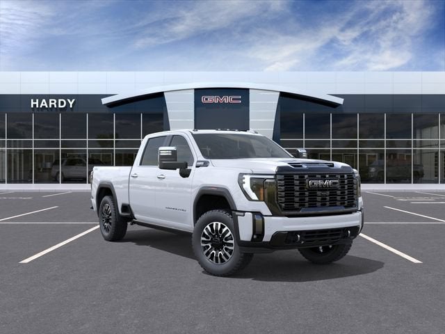 2026 GMC Sierra 2500 HD Denali Ultimate in Glacier White Tricoat — front three-quarter view