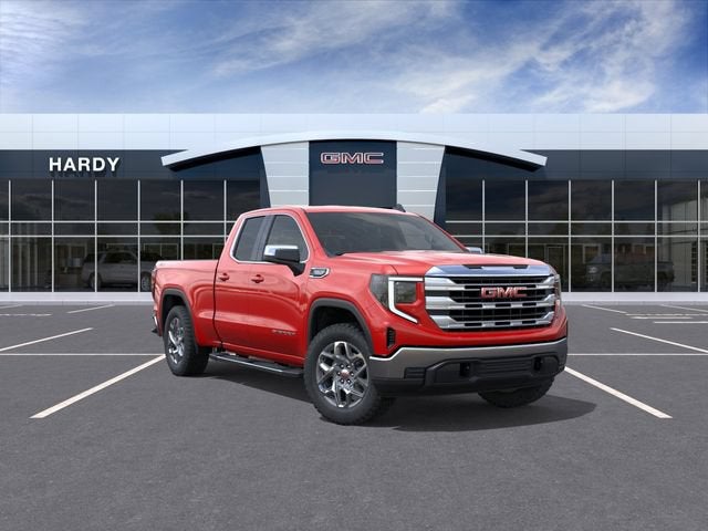 2026 GMC Sierra 1500 SLE in Cardinal Red — front three-quarter view
