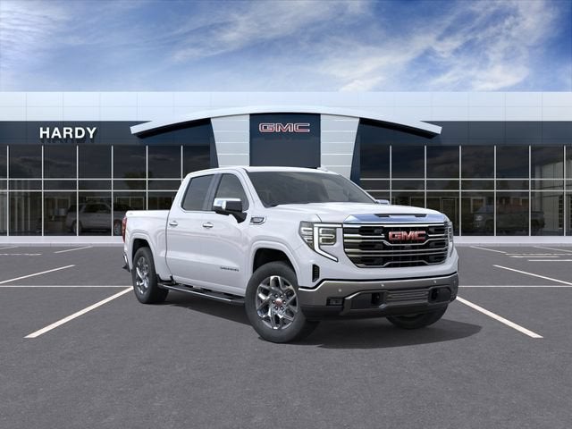 2026 GMC Sierra 1500 SLT in Summit White — front three-quarter view