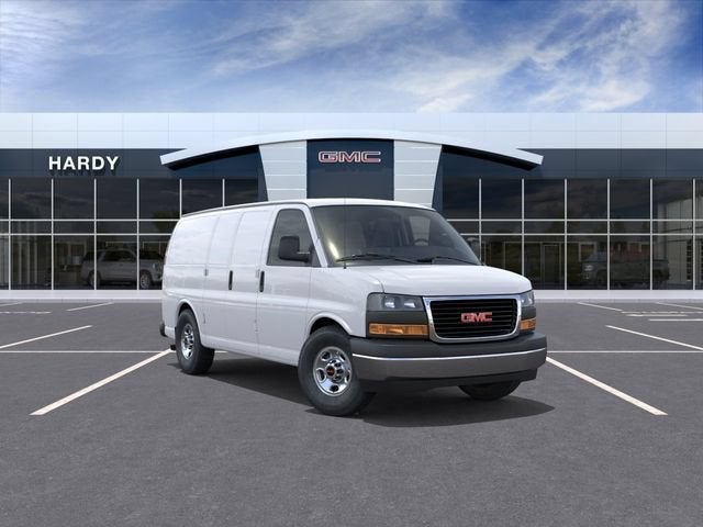 2026 GMC Savana Cargo Work Van in Summit White — front three-quarter view