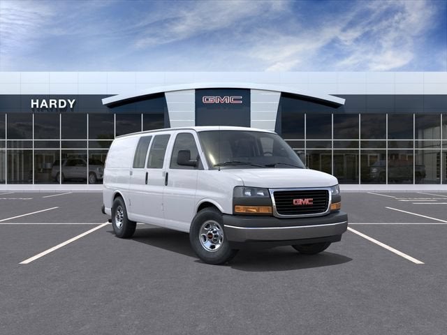 2026 GMC Savana Cargo Work Van in Summit White — front three-quarter view