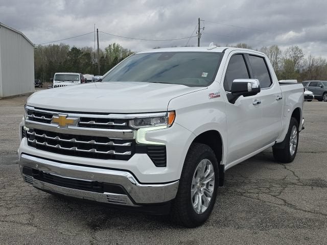 2025 Chevrolet Silverado 1500 LTZ in Summit White — front three-quarter view