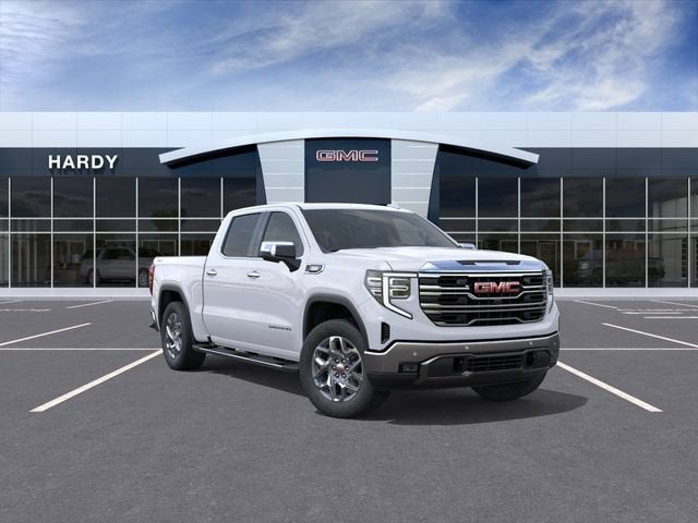 2026 GMC Sierra 1500 SLT in Summit White — front three-quarter view